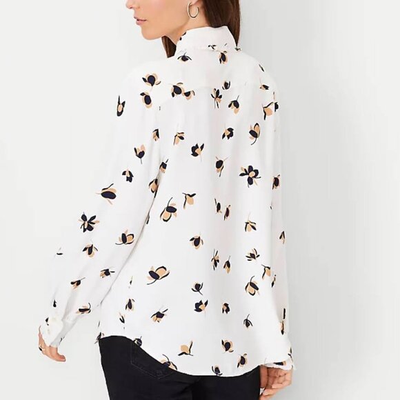 Ann Taylor Petite Floral Ruffle Collar Shirt - Picture 2 of 7